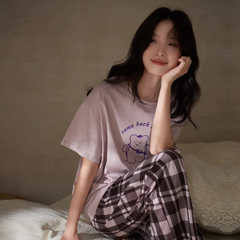 Sha Qian Pajama Set Women's Purple Pink-1