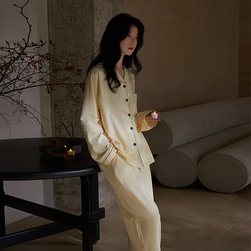 Sha Qian Pajama Set Women's Yellow-2