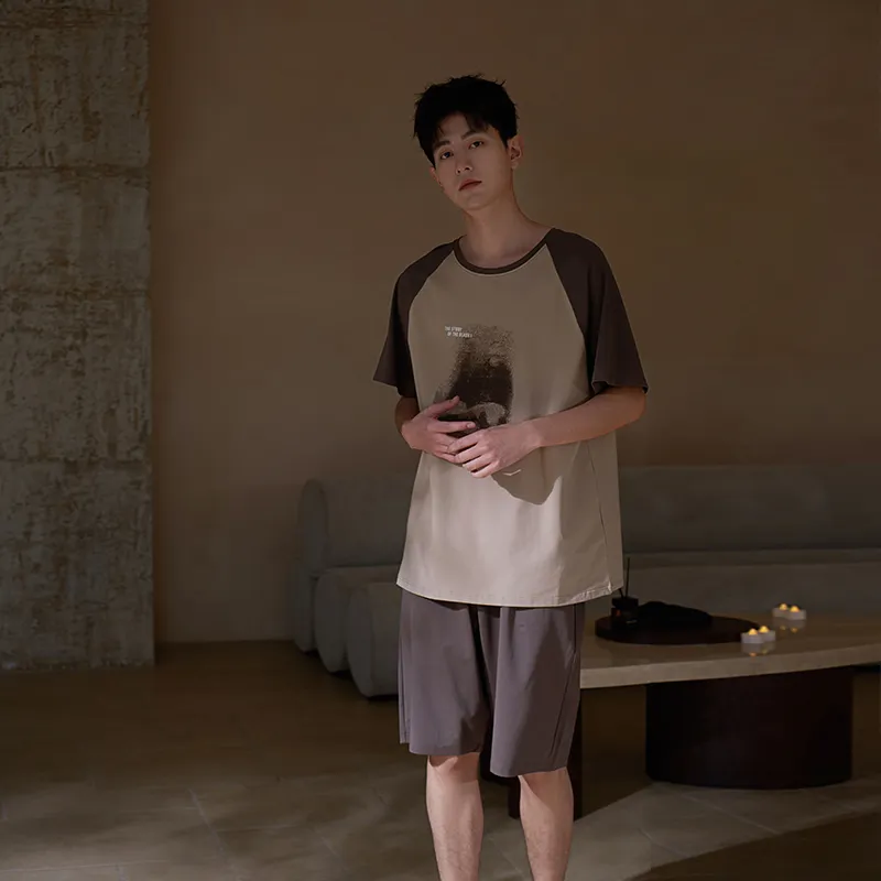 Sha Qian Pajama Set Men's Coffee-6