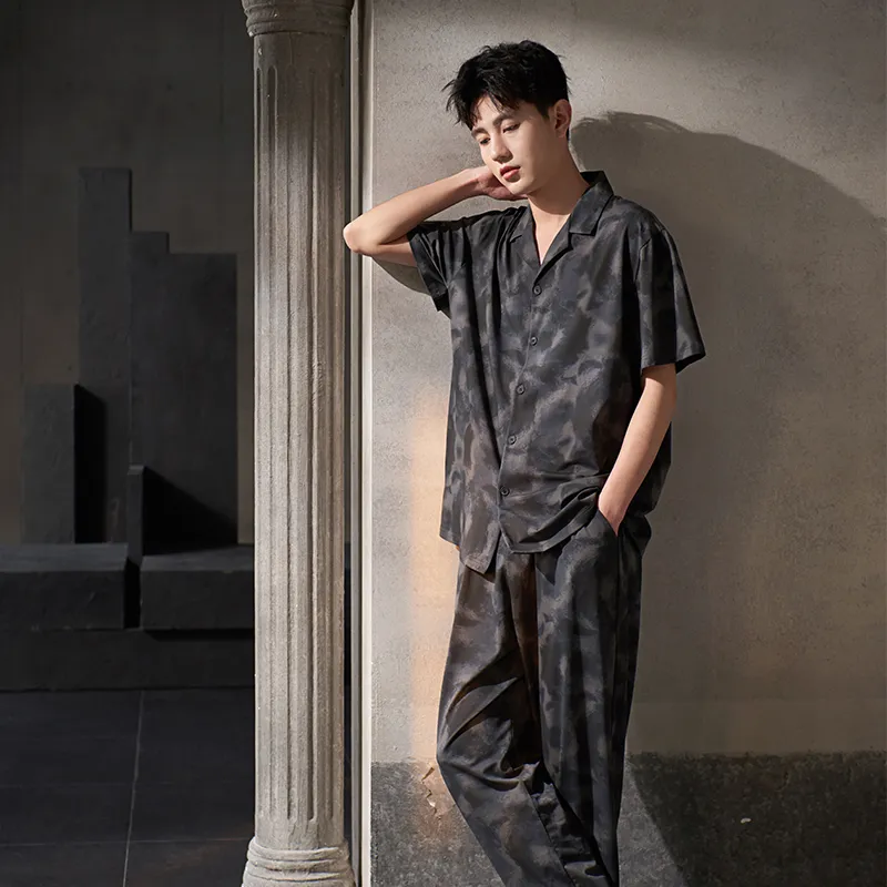 Sha Qian Pajama Set Men's Black-5