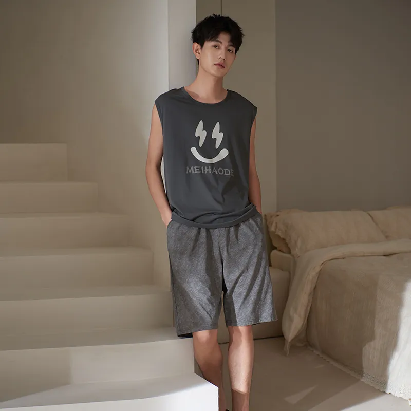 Sha Qian Pajama Set Men's Carbon Gray-1