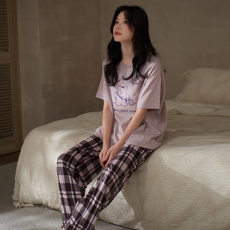 Sha Qian Pajama Set Women's Purple Pink-2