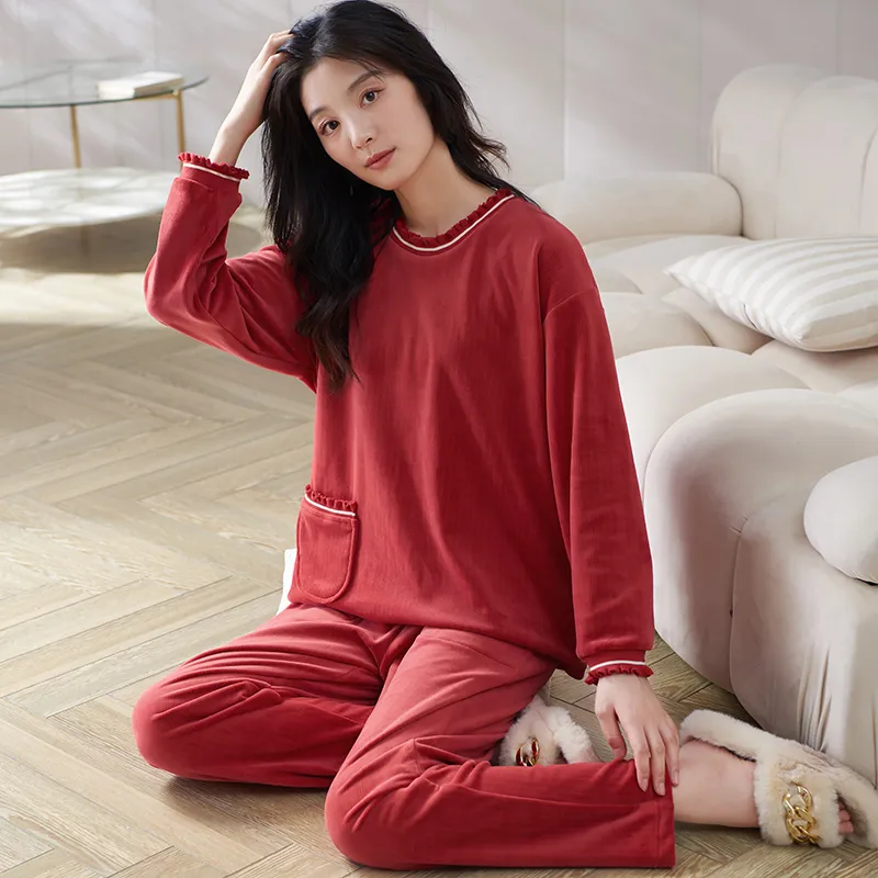 Sha Qian Pajama Set Women's Red-4