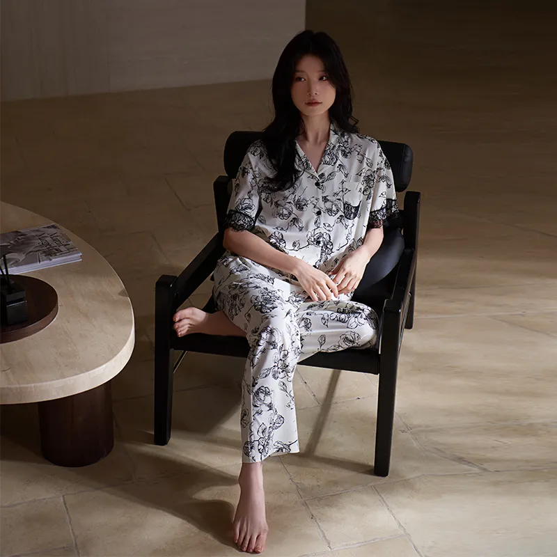 Sha Qian Pajama Set Women's Ivory White-1