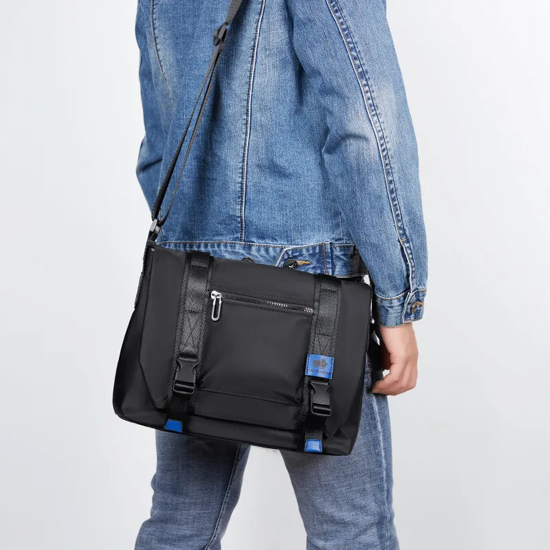 BISON DENIM Nylon Fabric, Blended With Microfiber Shoulder Bag Regular Men's Black-8