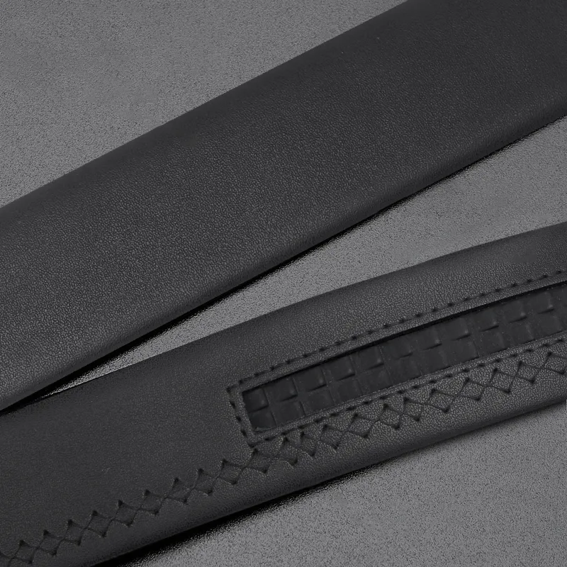 BISON DENIM Wear Resistant Durable Cow Split Leather Automatic Buckle Belt Body Men's Black Width 3.5cm-3