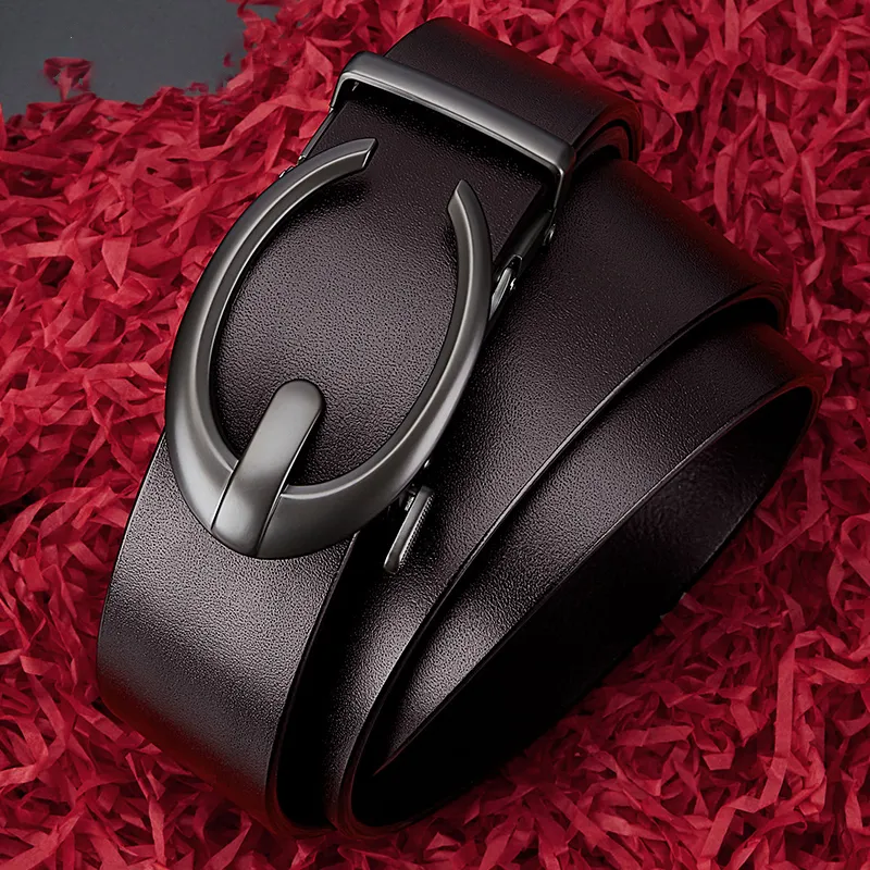 BISON DENIM Top Grain Cow Leather Leather Belts Men's Black Coffee 3.5cm-4