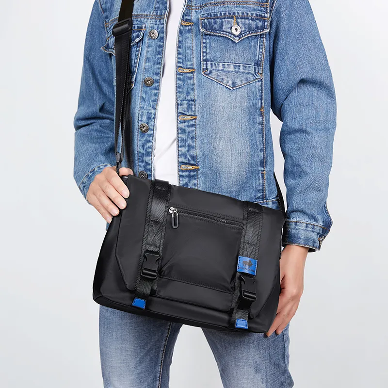 BISON DENIM Nylon Fabric, Blended With Microfiber Shoulder Bag Regular Men's Black-7