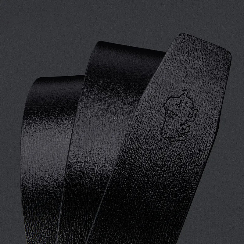 BISON DENIM Men's Minimalist Design Casual Style Cow Split Leather Automatic Buckle Belt Men's 3.2cm-4