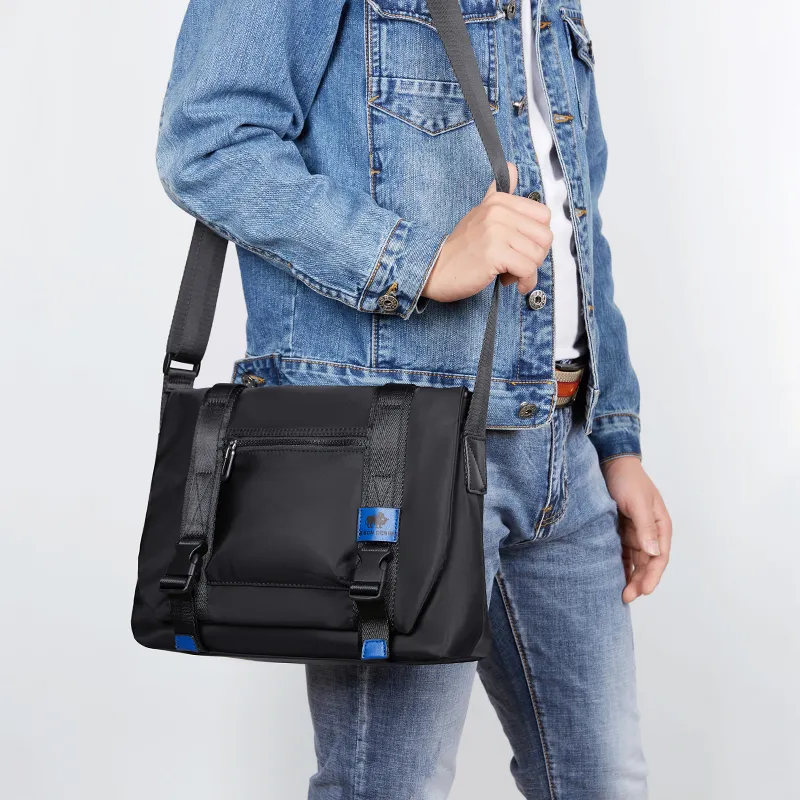 BISON DENIM Nylon Fabric, Blended With Microfiber Shoulder Bag Regular Men's Black-6