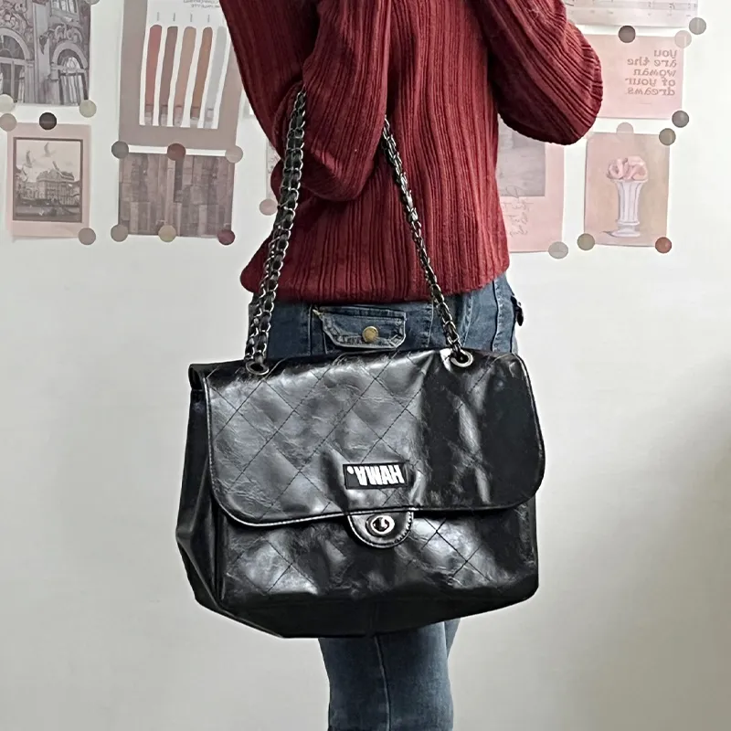 HAWA PU Tote Shoulder Bag Hobo Bag Women's Black/Brown/Ecru-32