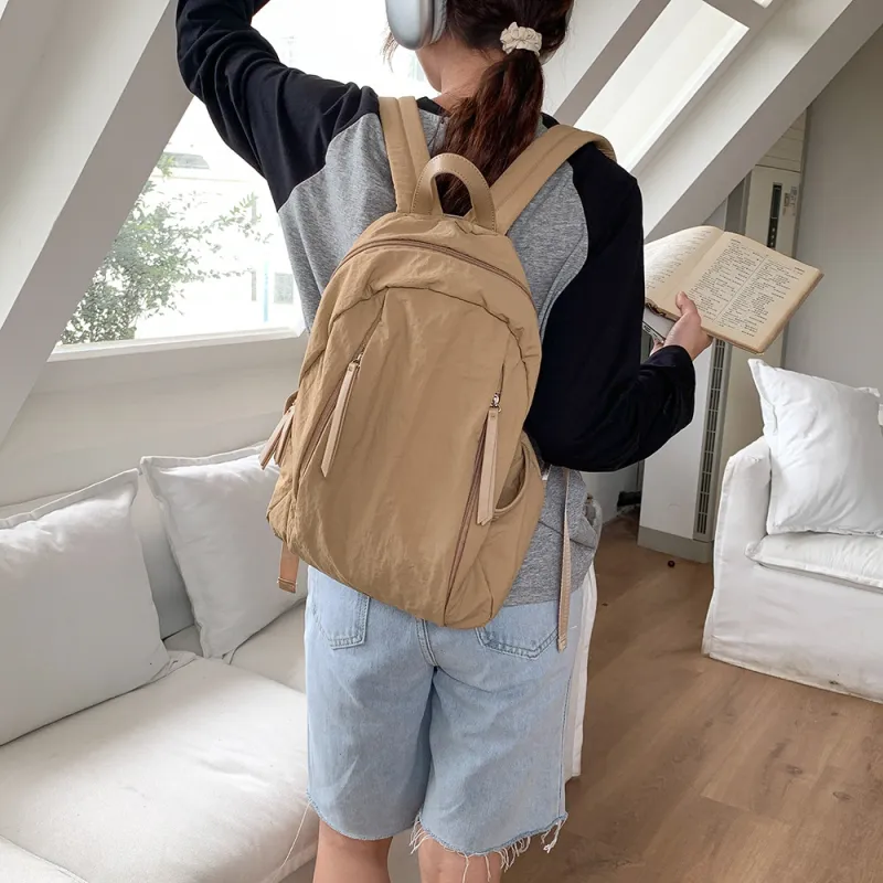 HAWA Nylon Backpack Large Size Unisex Apricot/Khaki/Green/Black-4