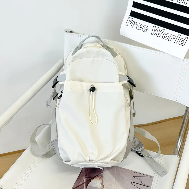 HAWA Nylon Fabric Backpack Women's Black/Gray/White-5