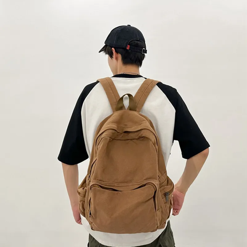 HAWA Canvas Backpack Shoulder Bag Large Size Unisex Multicolor-10