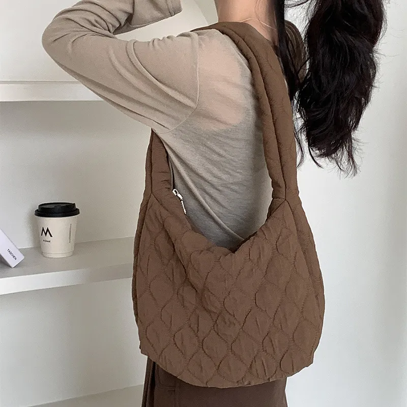 HAWA Nylon Shoulder Bag Unisex Black/Ecru/Mud-14