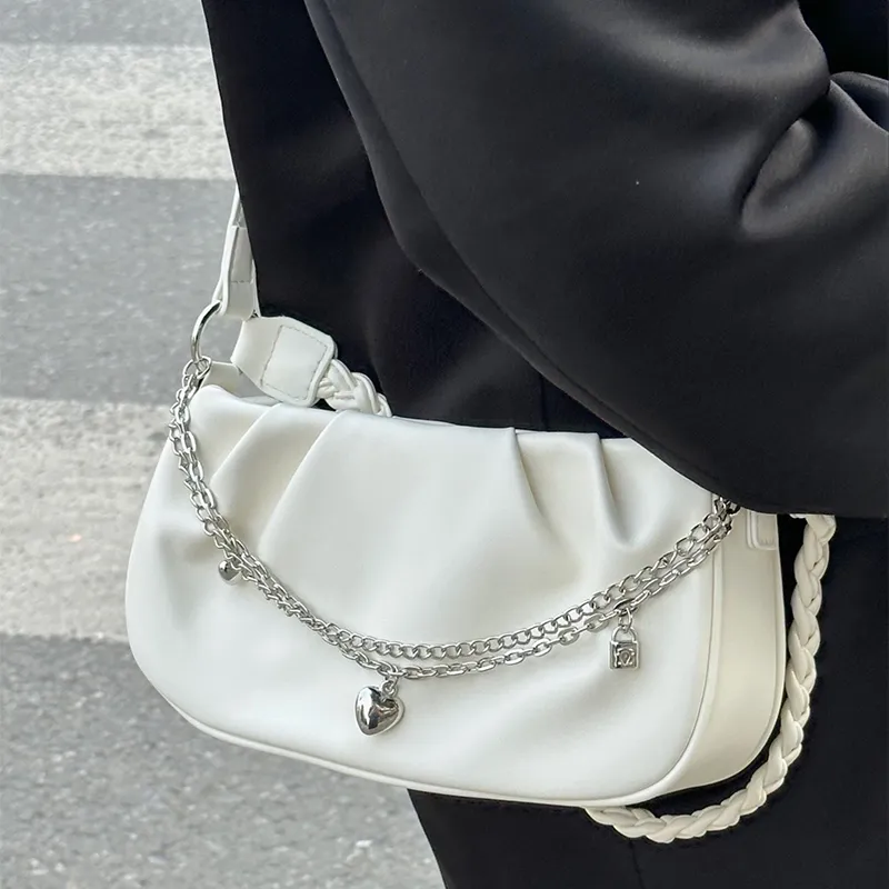 HAWA PU Shoulder Bag Cloud Bag Handbag Shoulder Bag Regular Women's White/Black-7