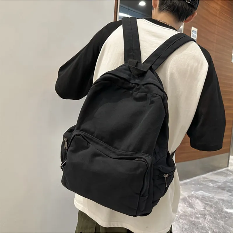 HAWA Canvas Backpack Shoulder Bag Large Size Unisex Multicolor-3