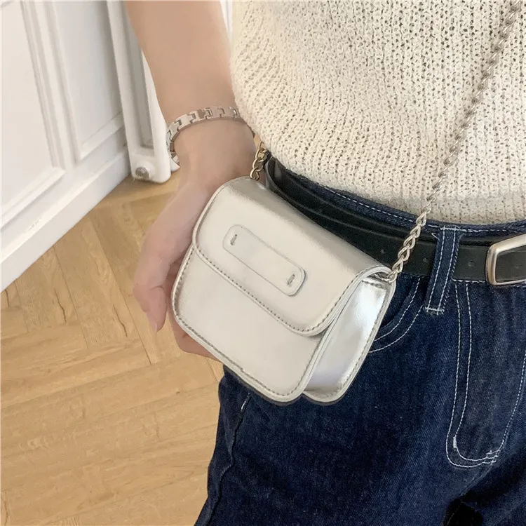 HAWA PU Small Square Bag Tofu Bag Shoulder Bag Mini Women's White/Silver/Rose Red/Green/Black-7