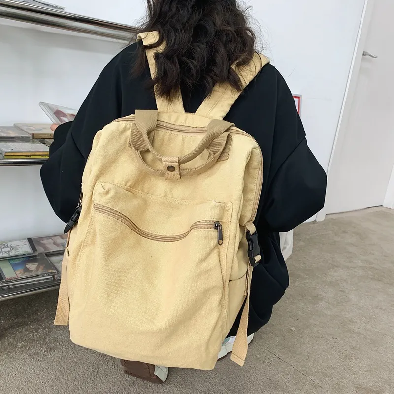 HAWA Canvas Backpack Regular Unisex Green/Black/Ecru/Brown-8
