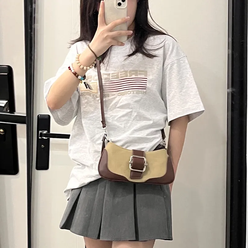 HAWA PU/Canvas Canvas Bag Shoulder Bag Baguette Bag Dumpling Bag Shoulder Bag Medium Size Women's Multicolor-29