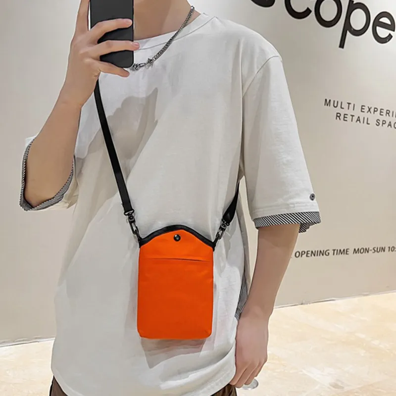 HAWA Nylon Shoulder Bag Crossbody Bag Unisex Black/Orange/White-9