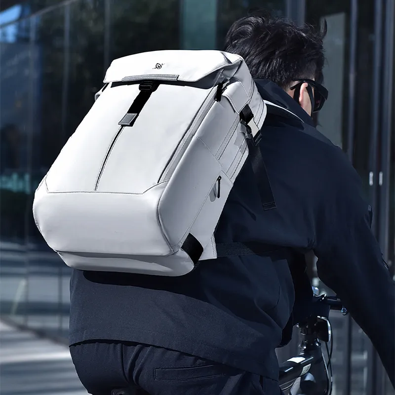 HAWA Oxford Backpack Regular Unisex Ecru Gray-4