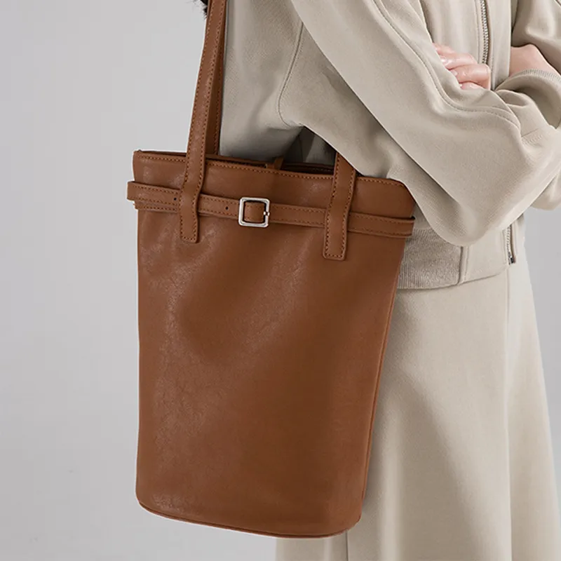 HAWA PU Shoulder Bag Women's White/Brown/Black-3