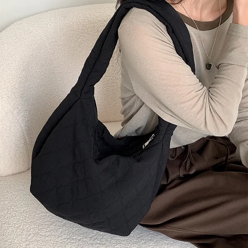 HAWA Nylon Shoulder Bag Unisex Black/Ecru/Mud-6