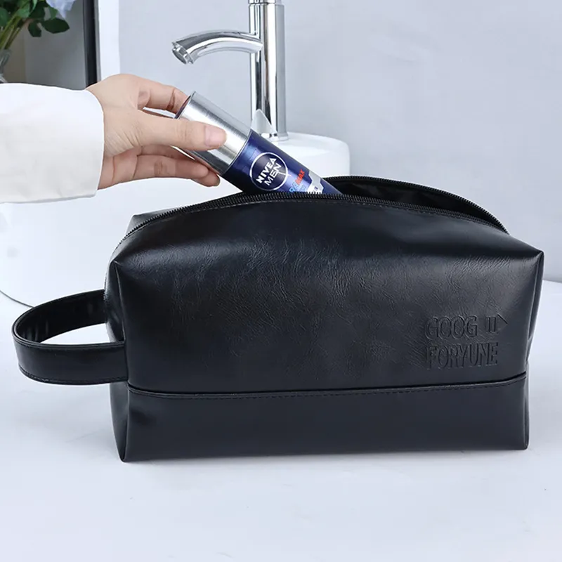HAWA PU Makeup Bags Toiletry Bags Unisex Black/Brown-2