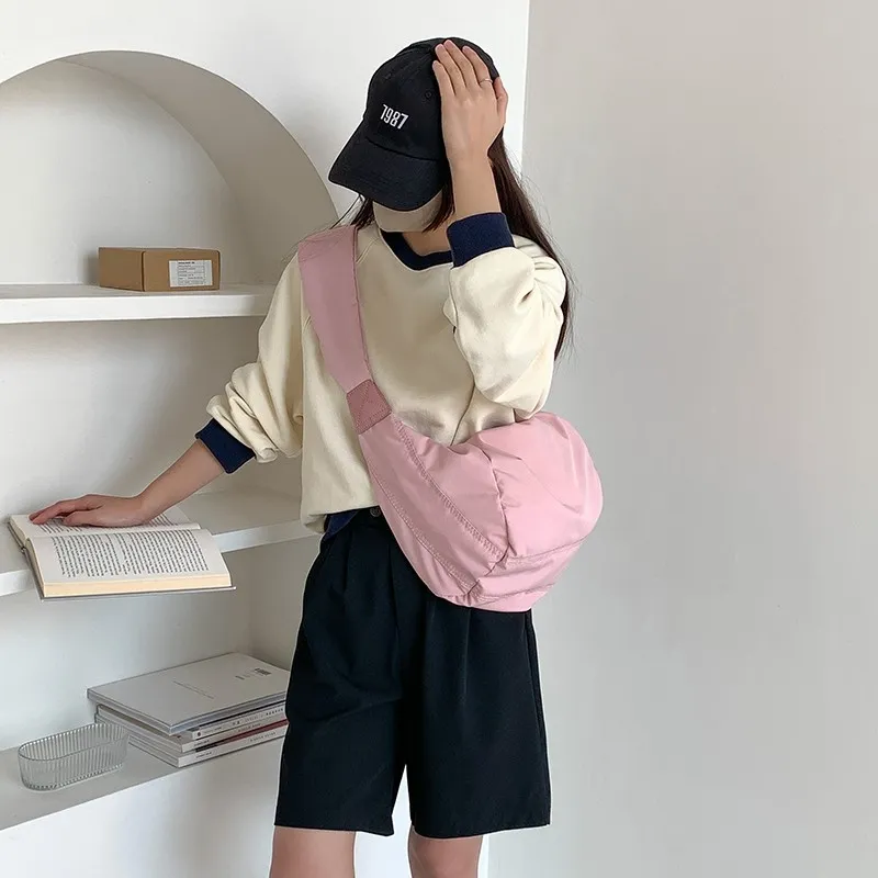HAWA Nylon Crossbody Bag Unisex Pink/Blue/Apricot-1