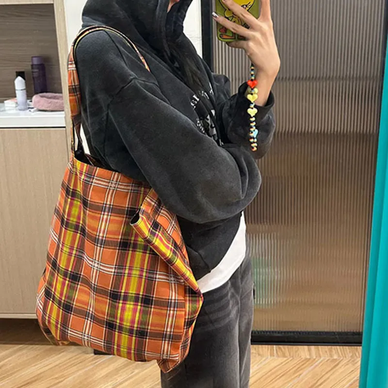 HAWA Canvas Canvas Bag Tote Bag Shopping Bag Shoulder Bag Women's Orange-2