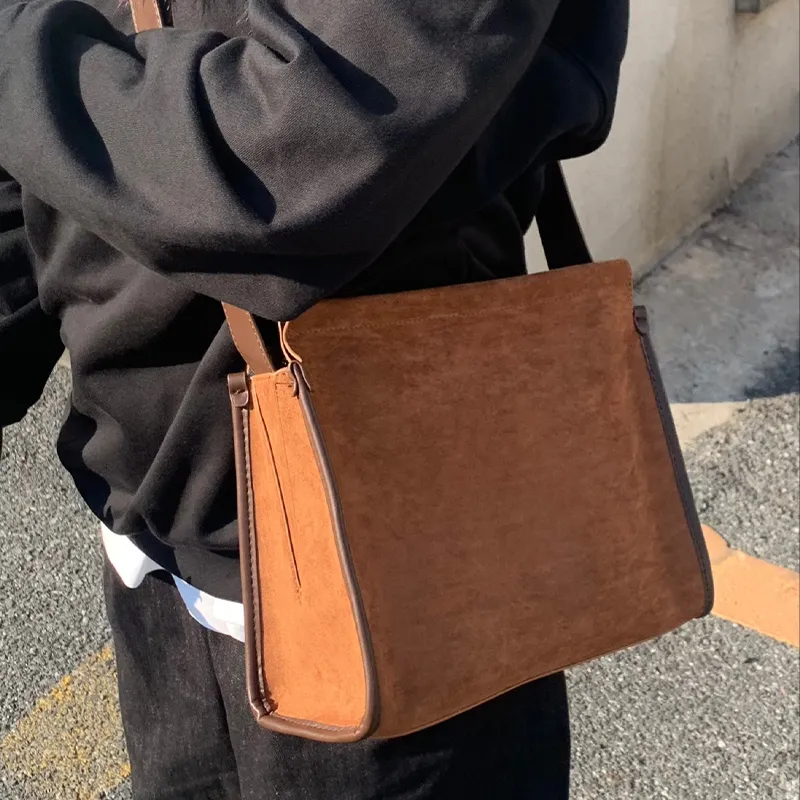 HAWA Velour Crossbody Bag Shoulder Bag Unisex Brown/Black-2