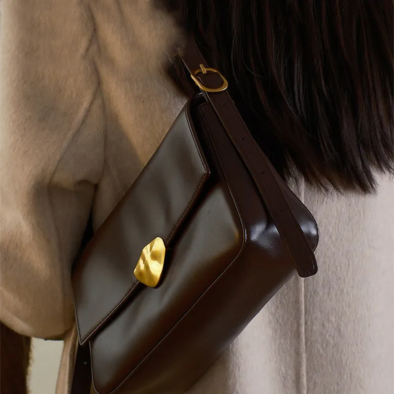 HAWA Synthetic Leather Shoulder Bag Women's Black/Dark Brown-3