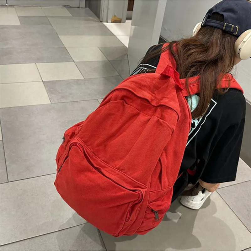 HAWA Canvas Backpack Shoulder Bag Large Size Unisex Multicolor-18