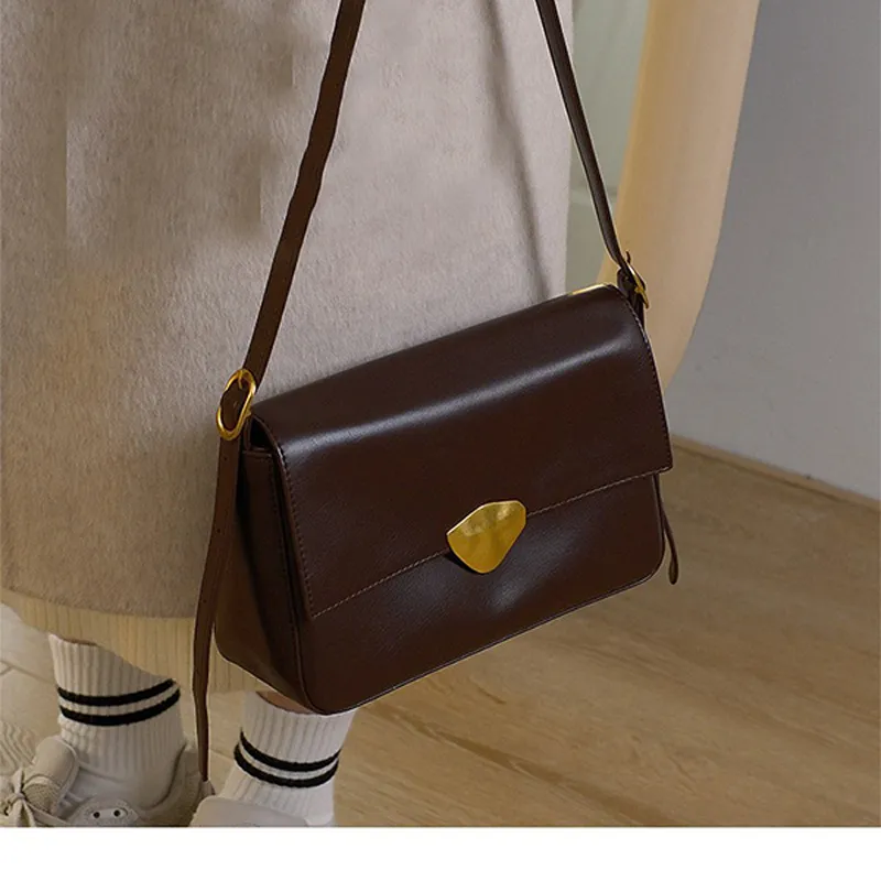 HAWA Synthetic Leather Shoulder Bag Women's Black/Dark Brown-2