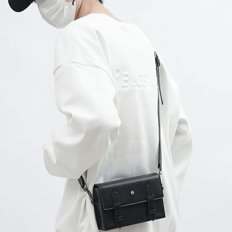 HAWA Artificial Leather Shoulder Bag Crossbody Bag Regular Unisex Black-3