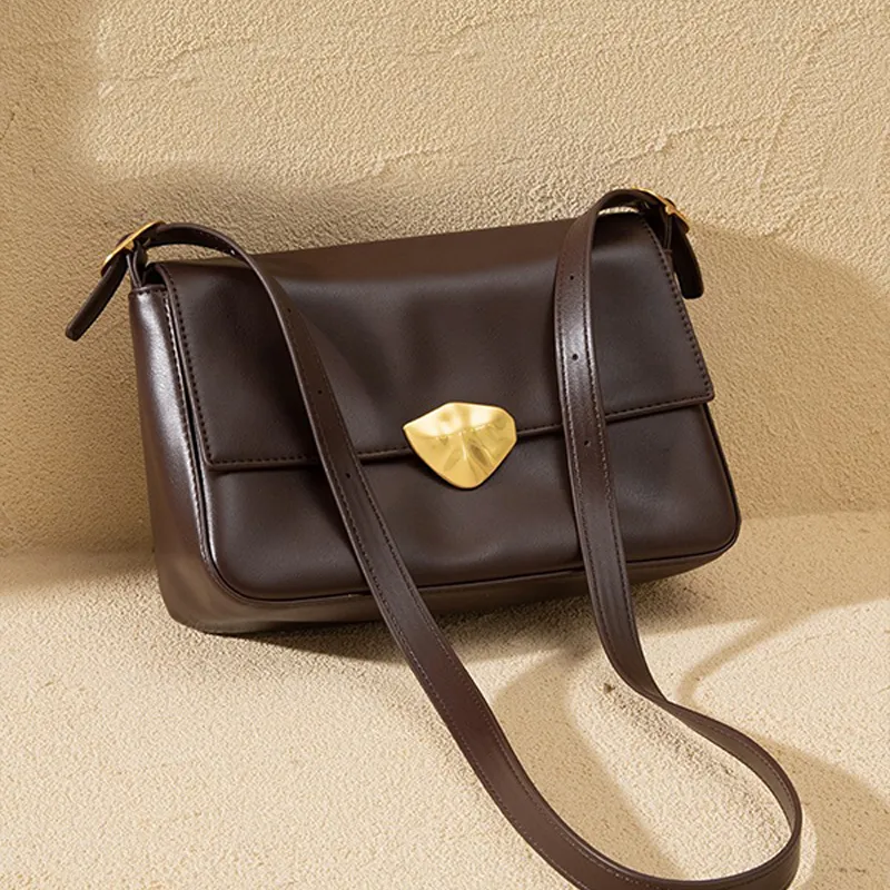 HAWA Synthetic Leather Shoulder Bag Women's Black/Dark Brown-1
