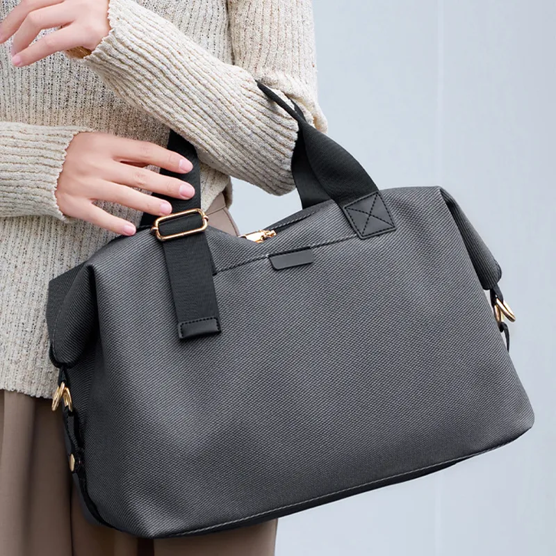 HAWA Canvas Handbag Regular Unisex Apricot Cream/Light Gray/Dark Gray-12