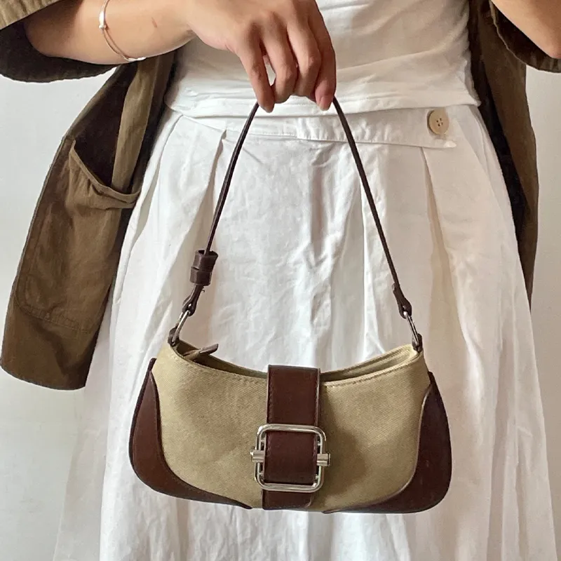 HAWA PU/Canvas Canvas Bag Shoulder Bag Baguette Bag Dumpling Bag Shoulder Bag Medium Size Women's Multicolor-31
