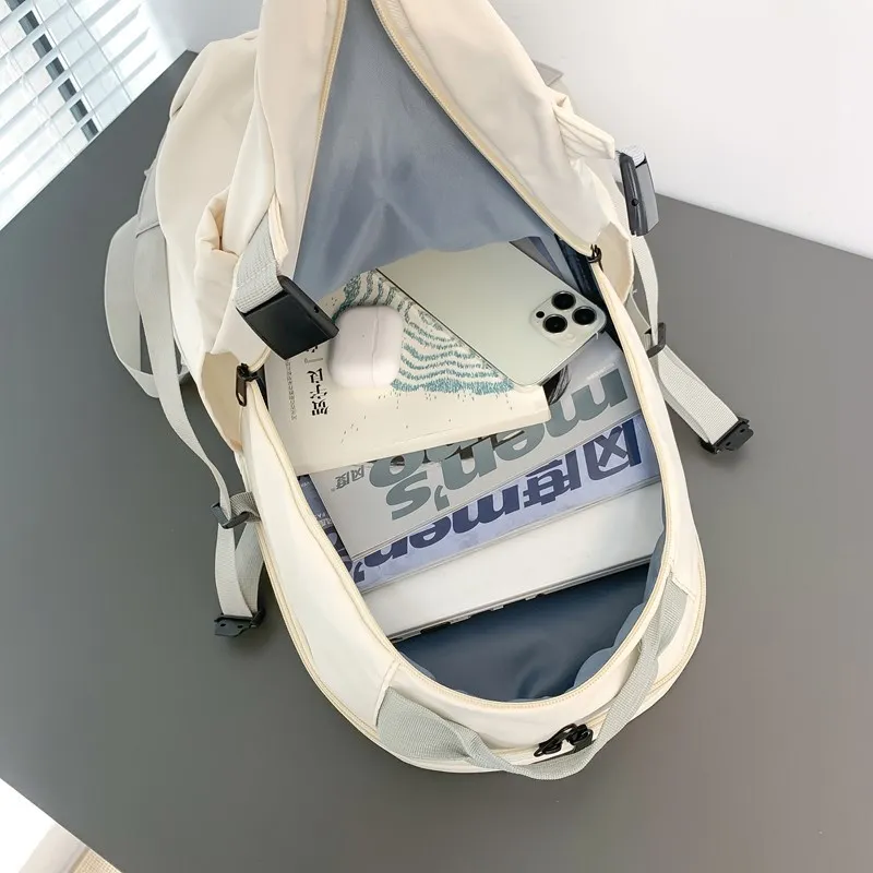 HAWA Nylon Fabric Backpack Women's Black/Gray/White-11