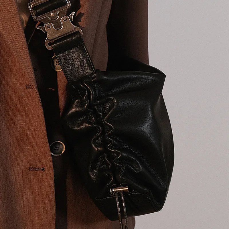 HAWA Artificial Leather Shoulder Bag, Crossbody Bag Unisex Black/Brown-2