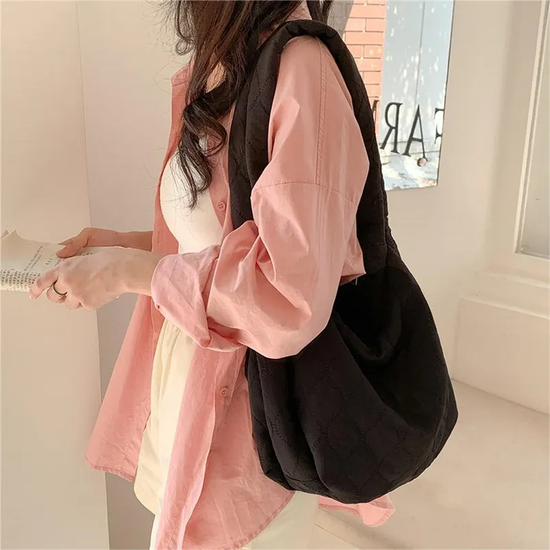 HAWA Nylon Shoulder Bag Unisex Black/Ecru/Mud-5
