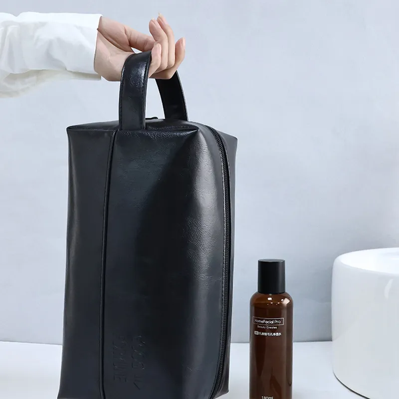 HAWA PU Makeup Bags Toiletry Bags Unisex Black/Brown-4
