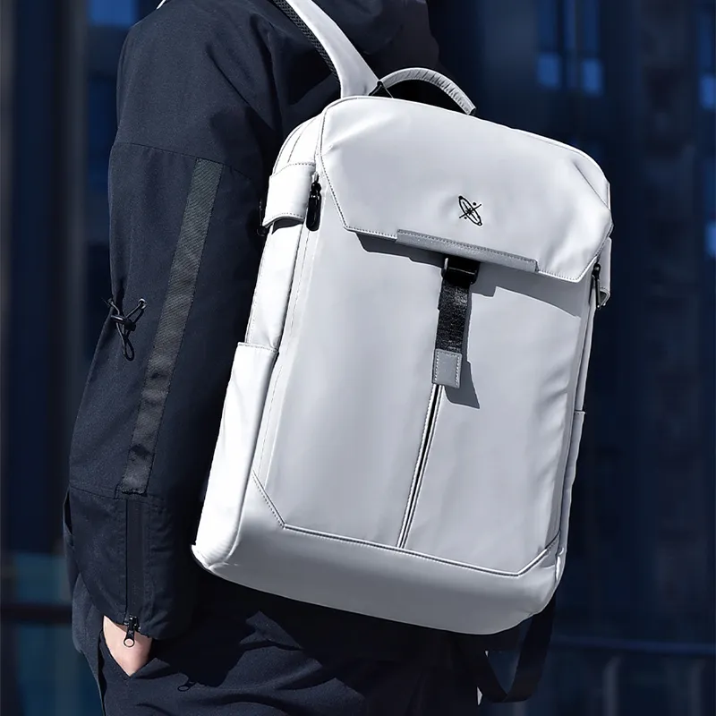 HAWA Oxford Backpack Regular Unisex Ecru Gray-3
