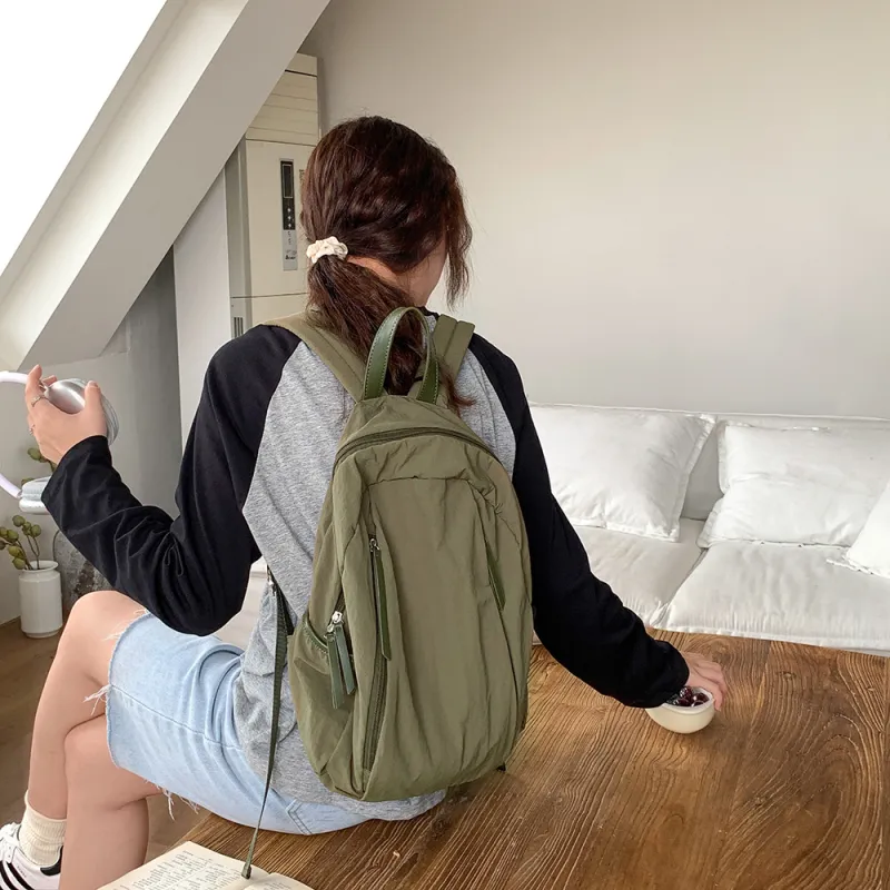HAWA Nylon Backpack Large Size Unisex Apricot/Khaki/Green/Black-7