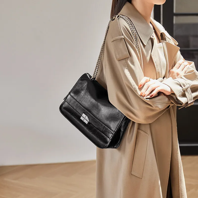 HAWA PU Messenger Bag Shoulder Bag Tote Bag Shopping Bag Shoulder Bag Large Size Women's Black-9