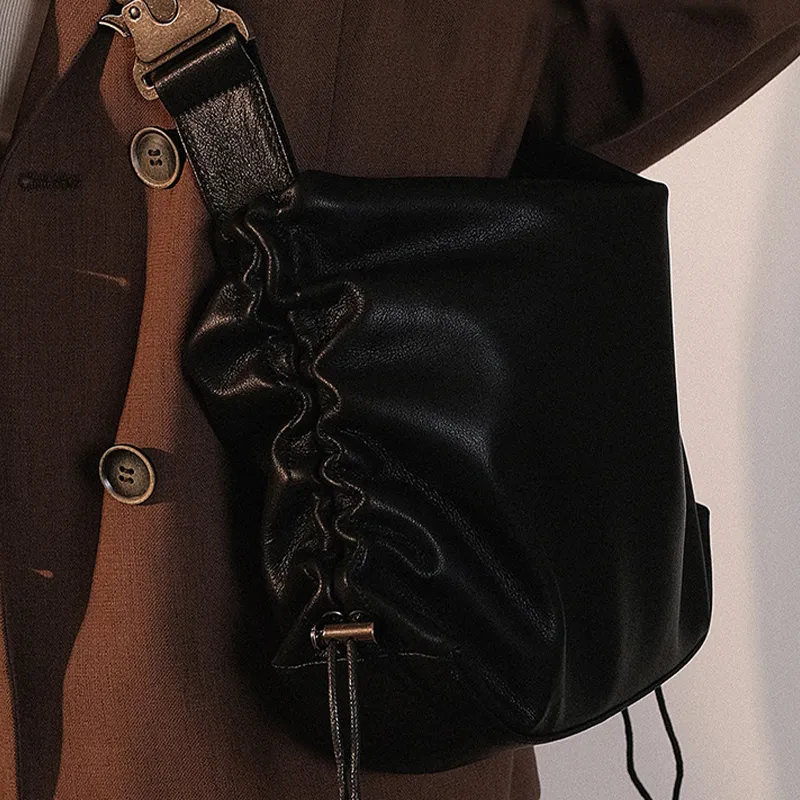 HAWA Artificial Leather Shoulder Bag, Crossbody Bag Unisex Black/Brown-3