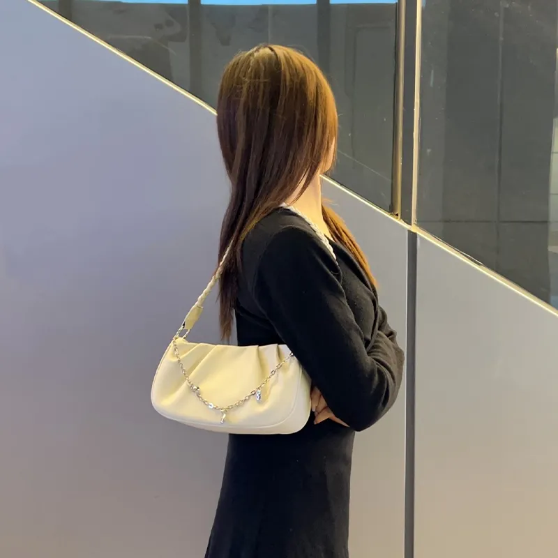 HAWA PU Shoulder Bag Cloud Bag Handbag Shoulder Bag Regular Women's White/Black-3