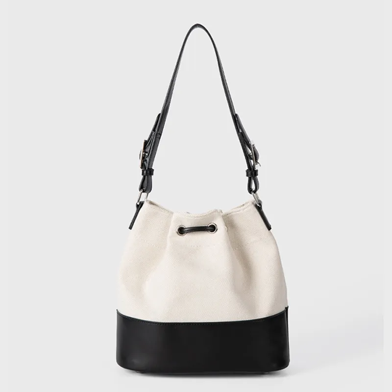 HAWA PU Stitched Canvas Bucket Bag, Shoulder Bag Women's Multicolor-10