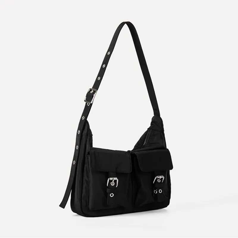HAWA Nylon Shoulder Bag Medium Size Women's Ecru/Yellow/Black-3